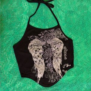 ROMWE goth angel wing Detail Top